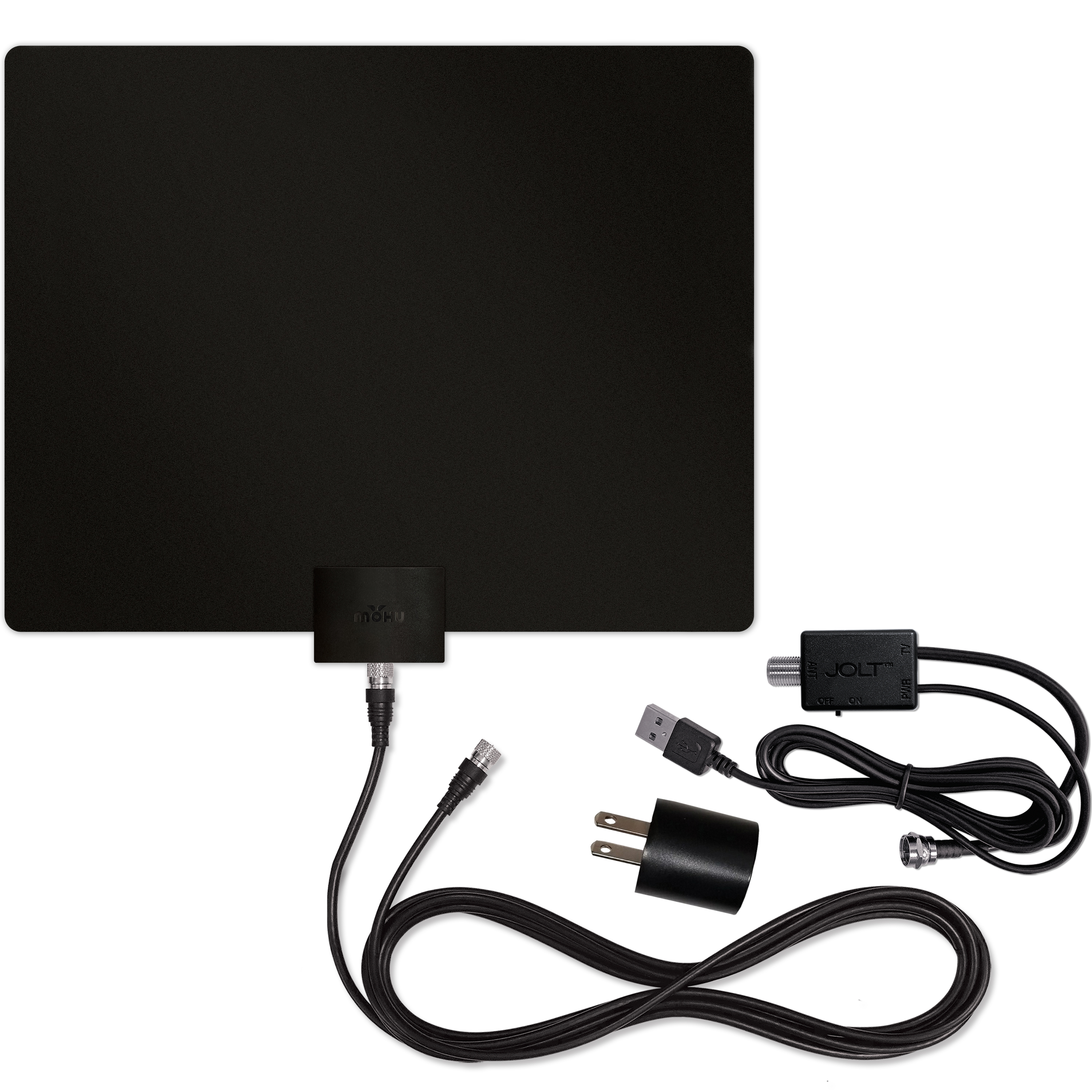 Mohu Leaf 50 Amplified UHF VHF Indoor HD TV Antenna with Jolt Switch - Black / White